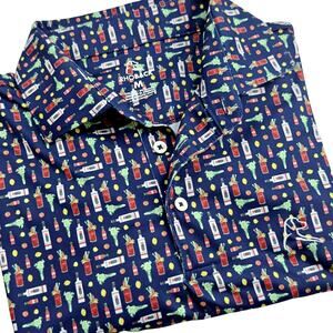 Rhoback Performance MED Bloody Mary Polo, Casual, Golf Shirt, Fun Pattern!